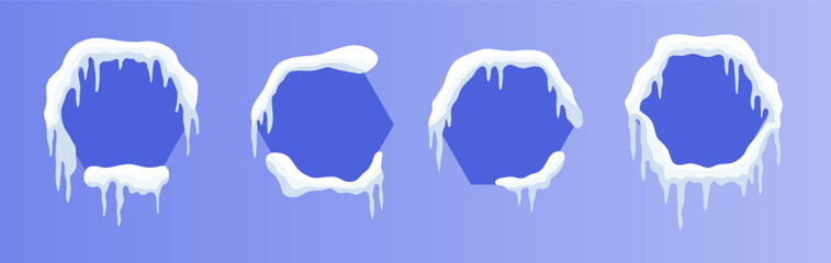 Versatile Snow-Capped Banners: Customizable hexagon Winter Ad Designs