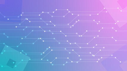 Obraz premium Futuristic abstract circuit line background vector with pink and blue gradient – digital network pattern, glowing connections for technology, innovation, AI, and cyber data flow visualization in moder