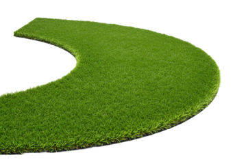 Artificial grass patch used for landscaping projects or garden design on transparent background