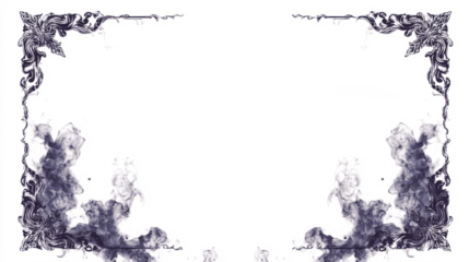 Gothic frame with dark decorative corners and ghostly fog