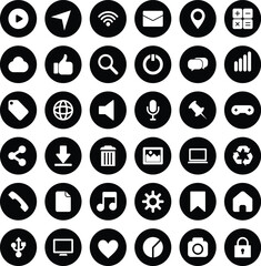 simple web and social media icons on white background