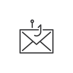 Phishing email attack line icon