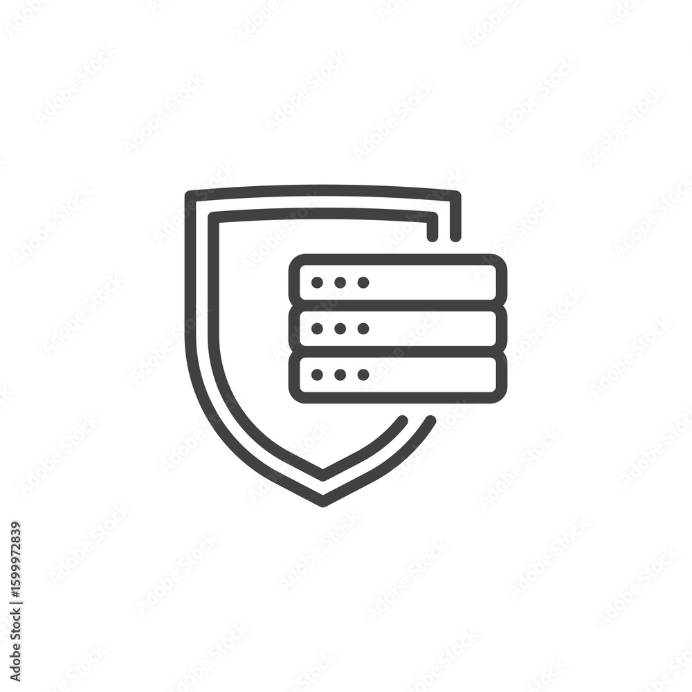 Aufkleber data shield database line icon