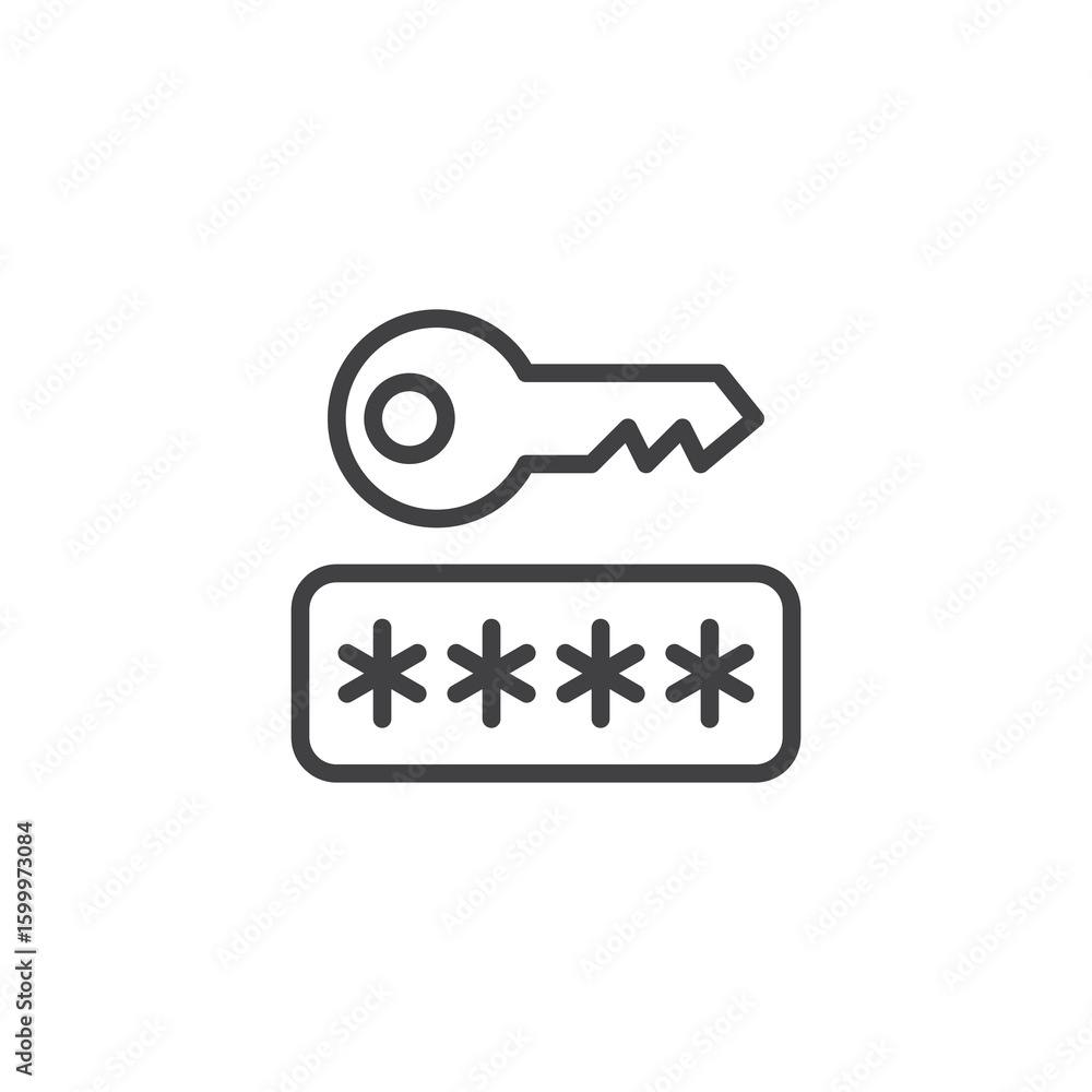 Poster security key authentication line icon
