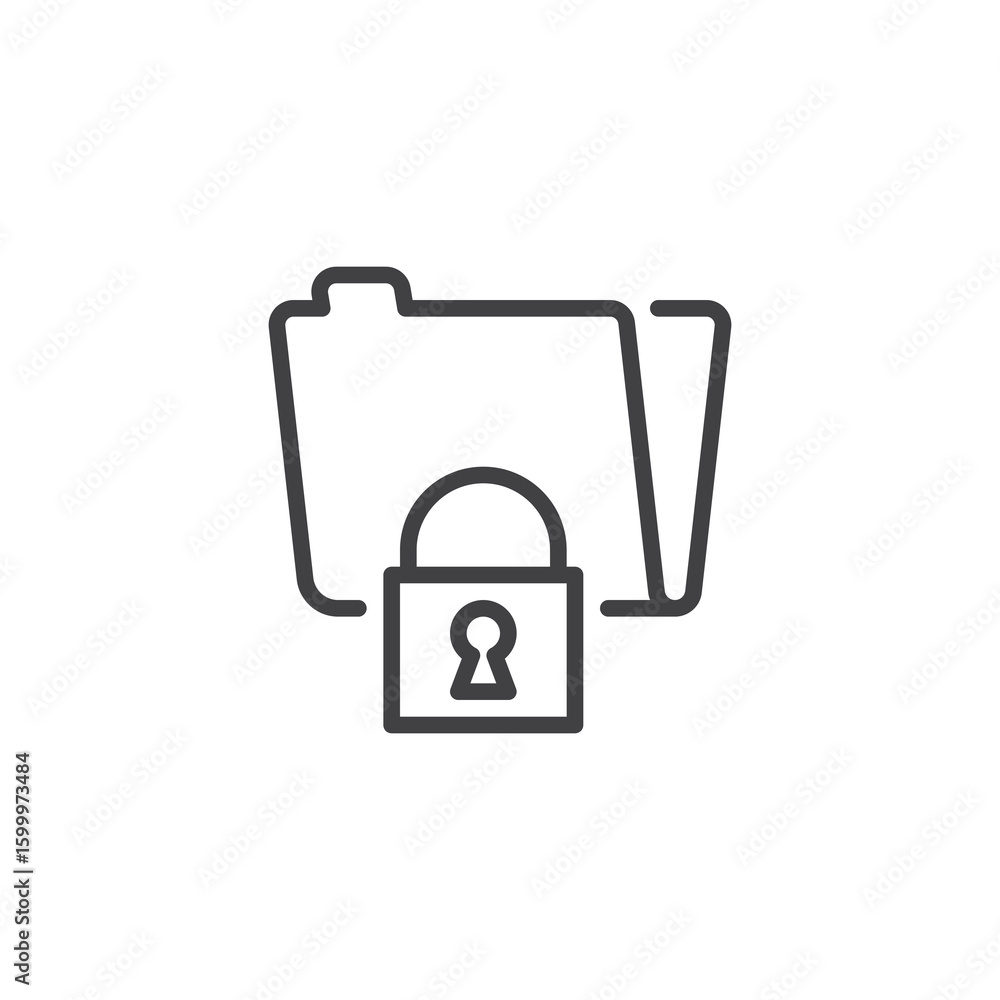 Aufkleber secure folder lock line icon