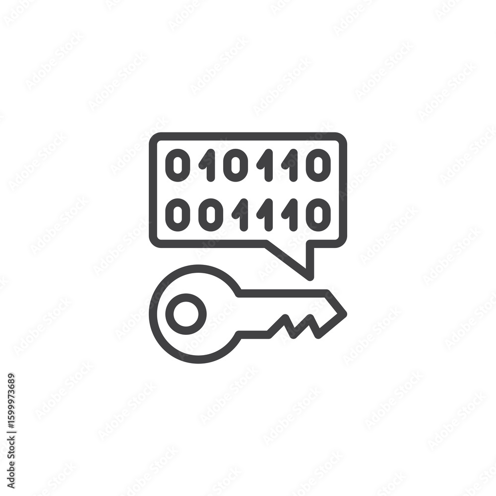 Poster encryption key line icon