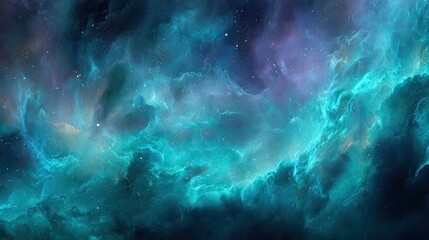 Stunning Turquoise And Purple Nebula In Space