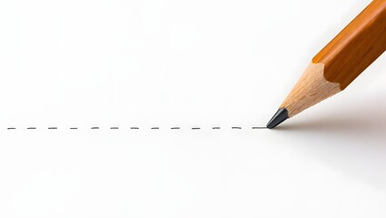 Pencil Drawing a Line on White Paper - Minimalist Concept