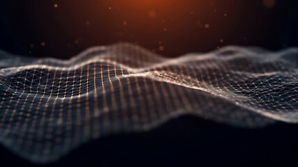 Abstract Networked Data Landscape with Glowing Particles - Powered by Adobe