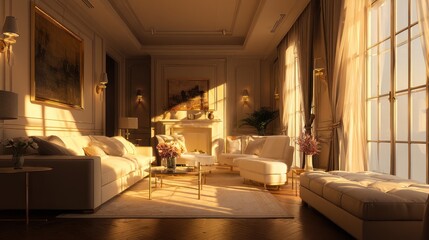 Elegant sunlit living room