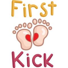 a vector of baby first kick text