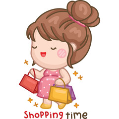 a vector of a pregnant lady shopping
