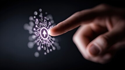 Clicking network connection icon representing joining, linking, or accessing digital platforms and online services