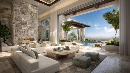 Fototapeta premium Luxurious open-plan living area with stunning views