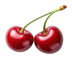 PNG A fresh three red cherries cherry background fruit.