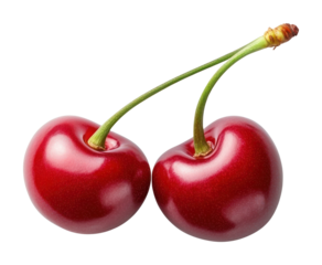 PNG A fresh three red cherries cherry background fruit.