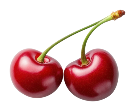 PNG A fresh three red cherries cherry background fruit.