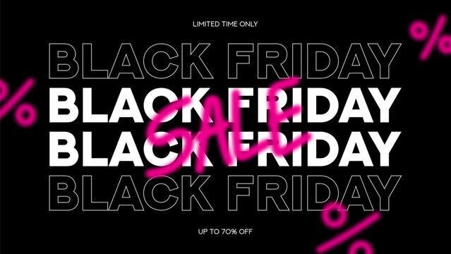 Trendy banner for Black Friday. Typography minimal text symbol for Black Friday sale with discount offer. Design template for Black Friday sale, promotion, advertising and social media ad.