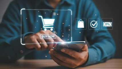 Online shopper uses phone - Powered by Adobe