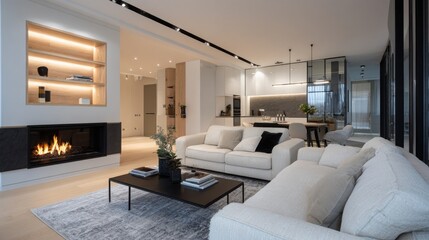 The interior of a modern living room in a modern style, designed for advertising and home decoration