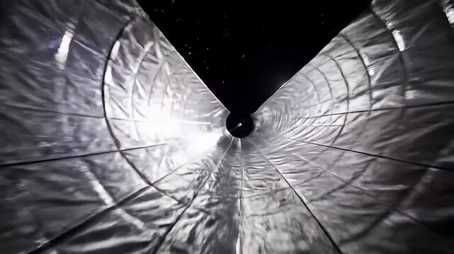 Silver sail reflects a nearby star against the darkness of space, dramatic lighting