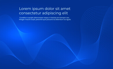 Abstract blue background with wavy lines. Vector illustration. Sketch for creativity.