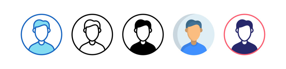 Profile Multiple Style Icon Set Collection.  