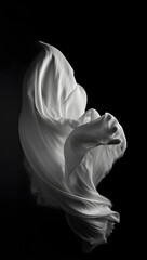Dramatic Portrait of a Woman Covered in Flowing Fabric - Black and White Photography
