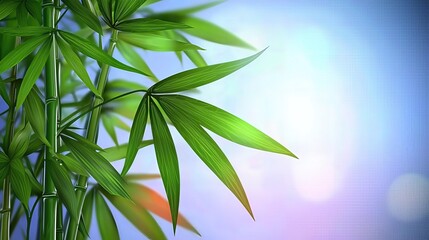 Obraz premium Vibrant Green Cannabis Leaves Against Blue Purple Grid Background