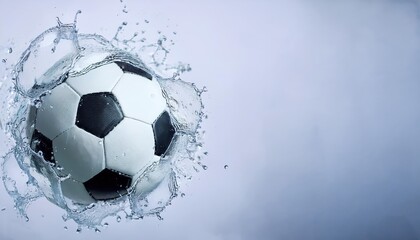 Water splashes around a soccer ball in a dynamic display of movement and energy showcasing the joy of sports during an exciting game moment