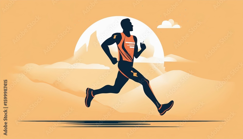 Aufkleber running through the finish line with joy at the firefly marathon in a whimsical and minimalist illus