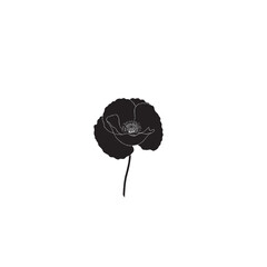 Poppy Flower Outline Silhouette on White Background – Vector Illustration for Symbolic Remembrance, Nature-Inspired Elegance, and Floral Serenity Concepts