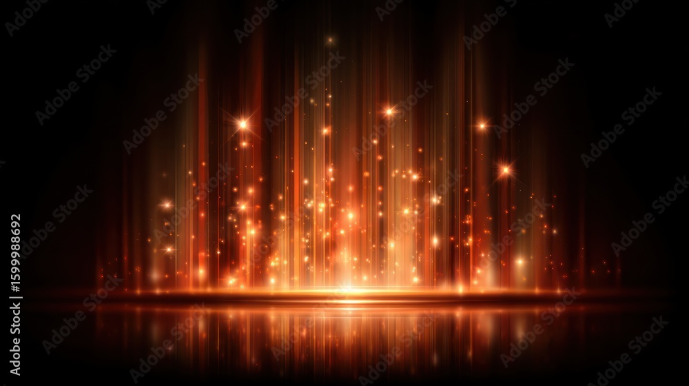 Aufkleber dynamic stage illumination with vertical light beams and glittering particles.