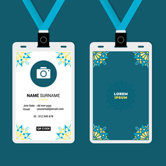 ID Card Design with Oriental Geometric Luxury Ornament Border on The Corner