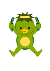 きゅうりを持った河童のイラスト