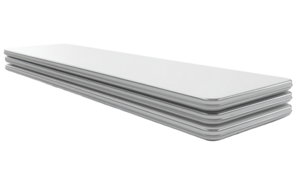 Stacked rectangular metal plates in a 3d render.