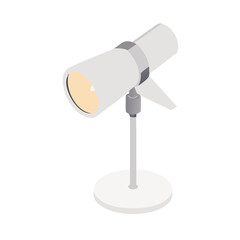 Isometric Studio Light Illustration with Adjustable Stand for Photography and Videography Lighting Setup, Ideal for Product Shoots and Creative Projects on Transparent Backdrop