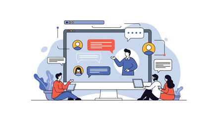 Digital communication and online collaboration for modern business teams fostering teamwork and project success