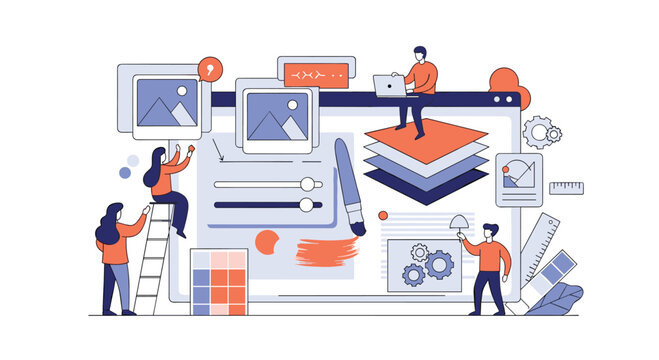 Creative web design process illustrating digital marketing strategy development collaboration and content creation