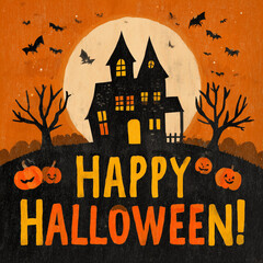 halloween, mond, nacht, haus, burg, die fledermaus, kürbis, urlaub, geisterhaft, entsetzen, baum, haunted, vektor, herbst, beängstigend, party, abbildung, silhouette, october, dark, cartoons, feier, c