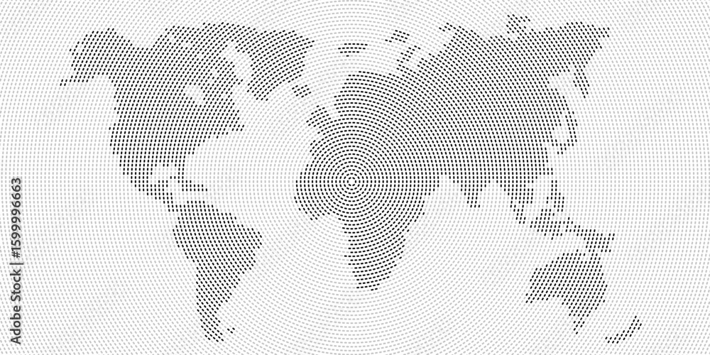 Poster abstract world map of black dots on white background. futuristic technology concept for global data 