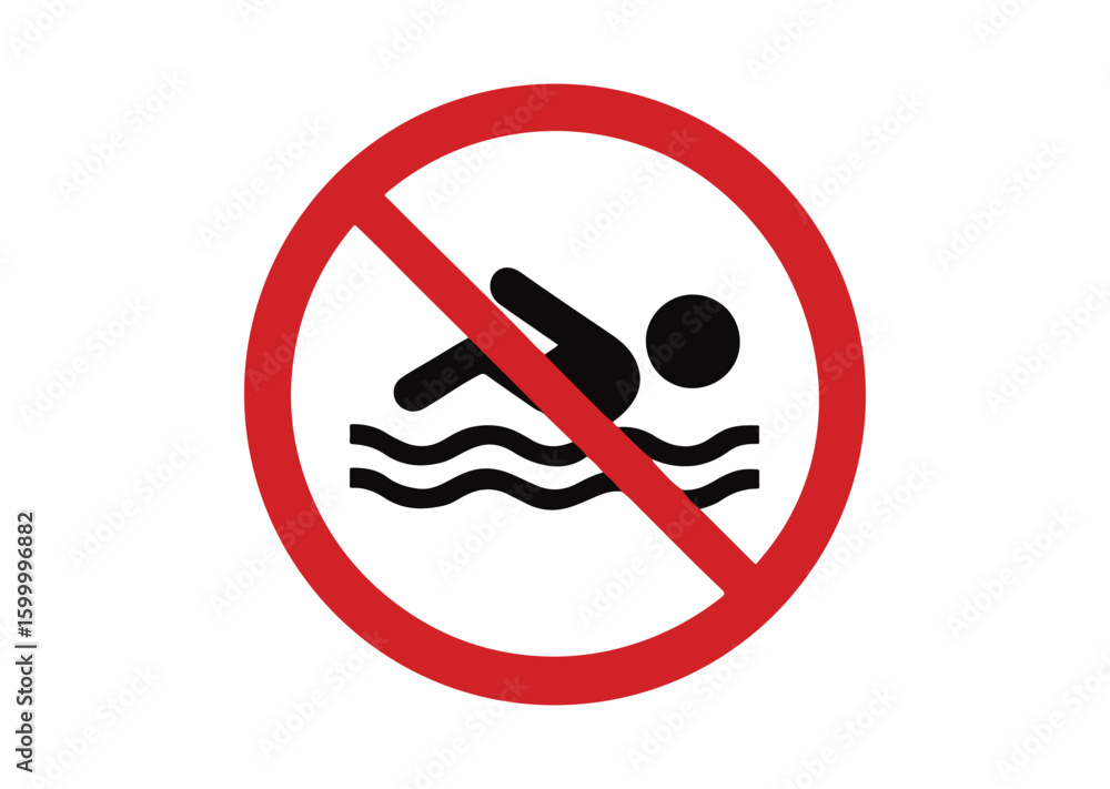 Fototapete swimming not allowed icon, caution warn symbol for public transport areas to do not do that vector