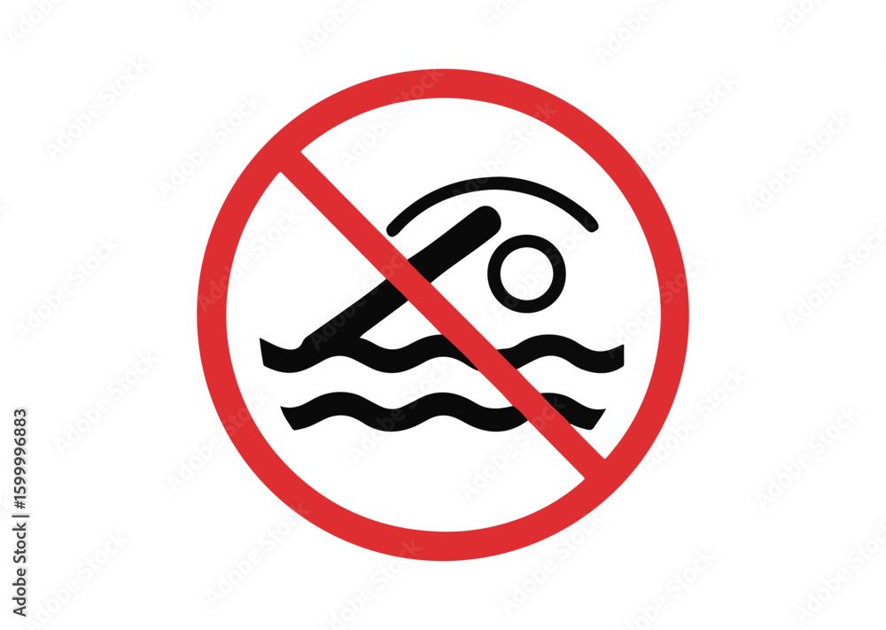 Fototapete swimming not allowed icon, caution warn symbol for public transport areas to do not do that vector