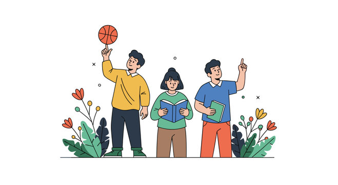 Diverse young people engaging in recreational activities and learning amidst nature's beauty