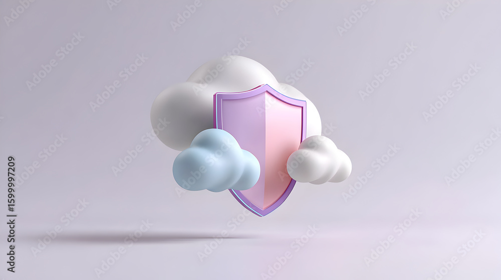 Aufkleber a cloud icon with a shield for secure data