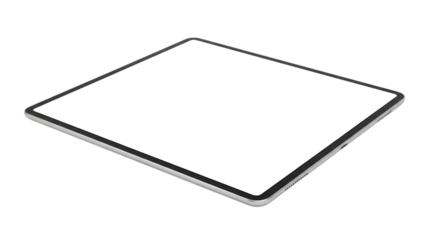 Blank tablet screen in a gray frame.