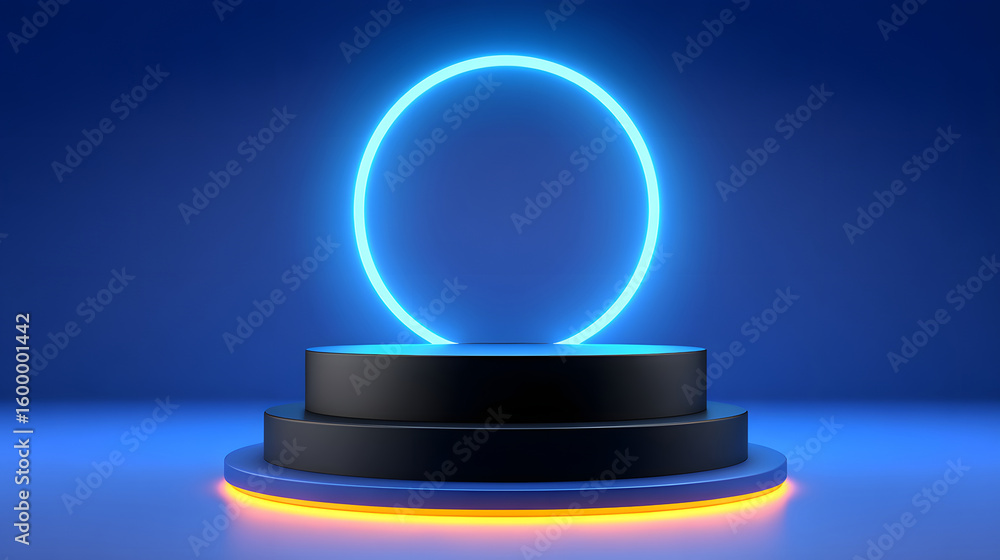 Poster abstract neon glowing geometric lines 3d rendering business background