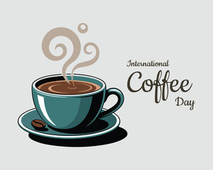 international coffee day background template simple style 3d realistic and clean with cup coffee