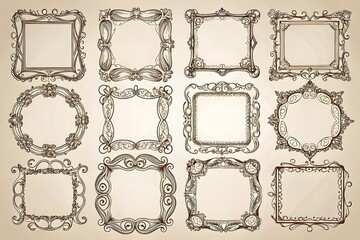 Set of 12 frames with a floral design