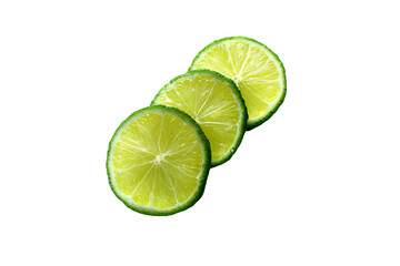 a group of lime slices on a white surface